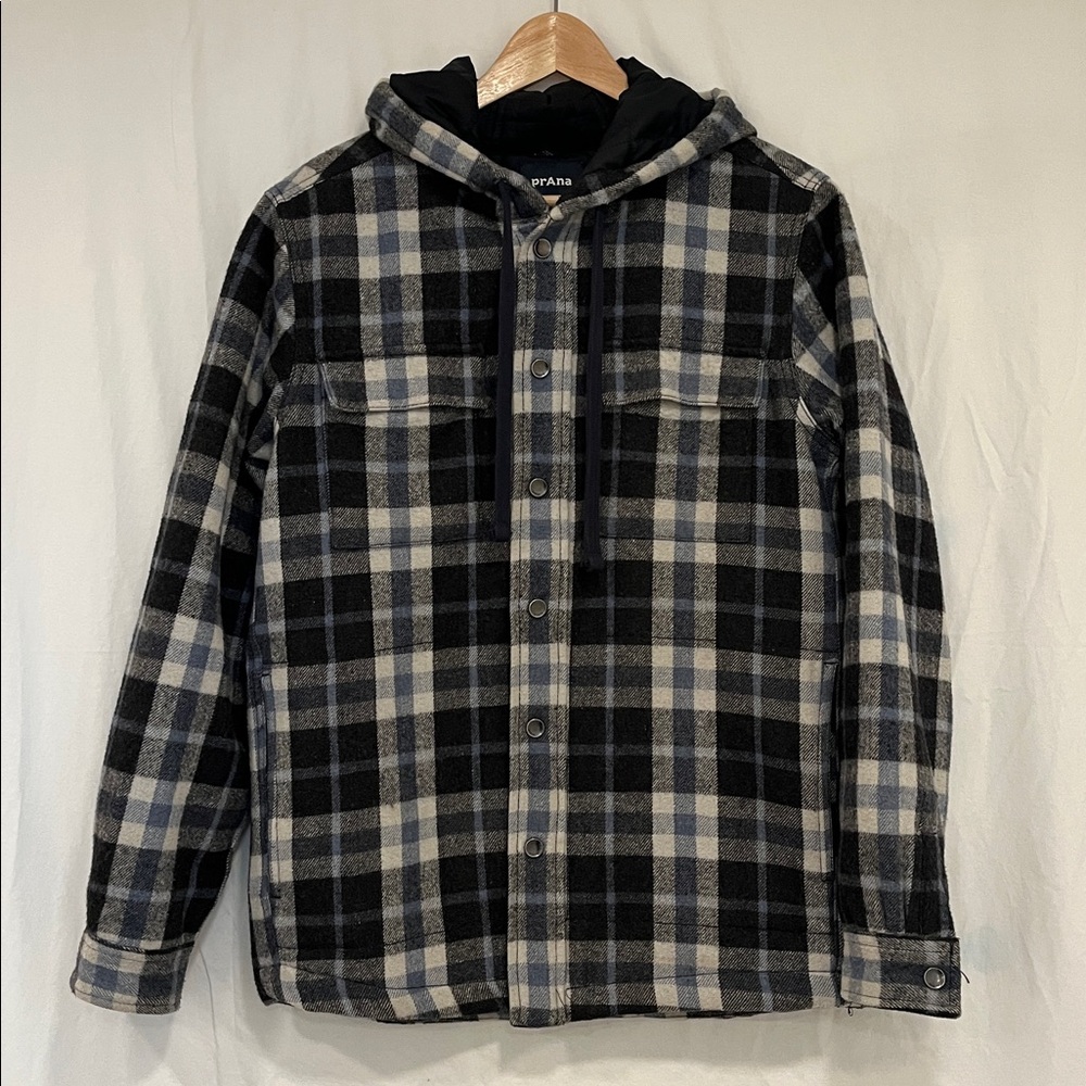 Prana Asgard Hooded Flannel Shirt Jacket - Nautical - Men’s Small